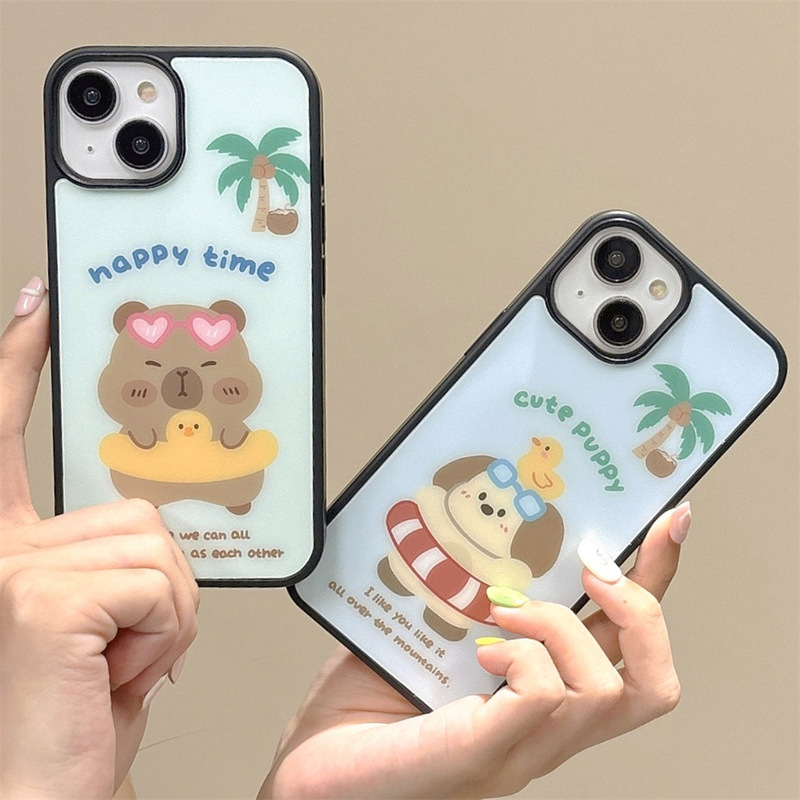 Ins Duck Swimming Ring Dog Apple 14/16 Suitable for Iphone15 Phone Case 17 Magnetic Stand 12 Female 13Promax