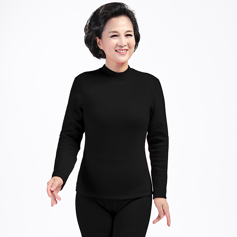 Ropa interior térmica de mediana edad y edad avanzada gruesa a prueba de invierno forrada de lana engrosada de la madre más tamaño ropa de otoño traje de pantalones largos
