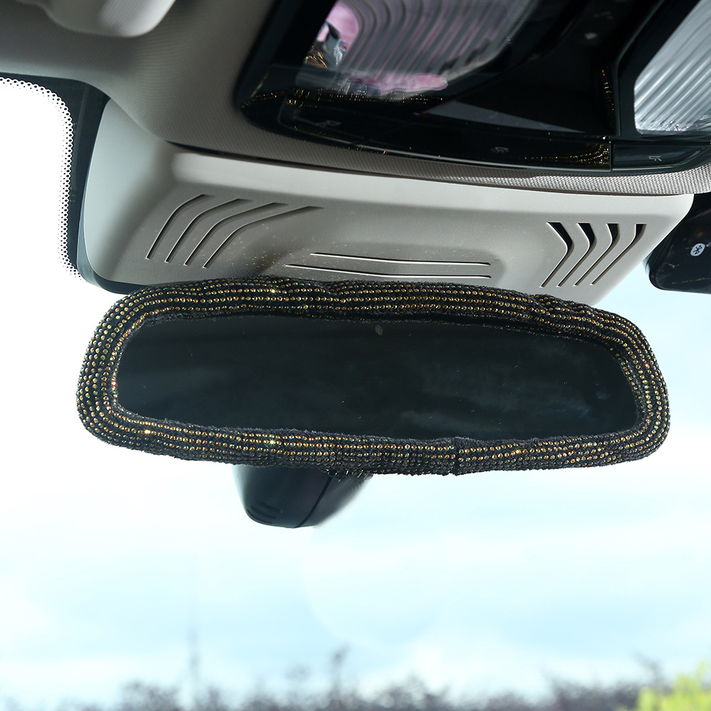 Full-diamond car steering wheel cover, dazzling rhinestone seatbelt shoulder pad, universal for all seasons, rearview mirror protective cover, wholesale