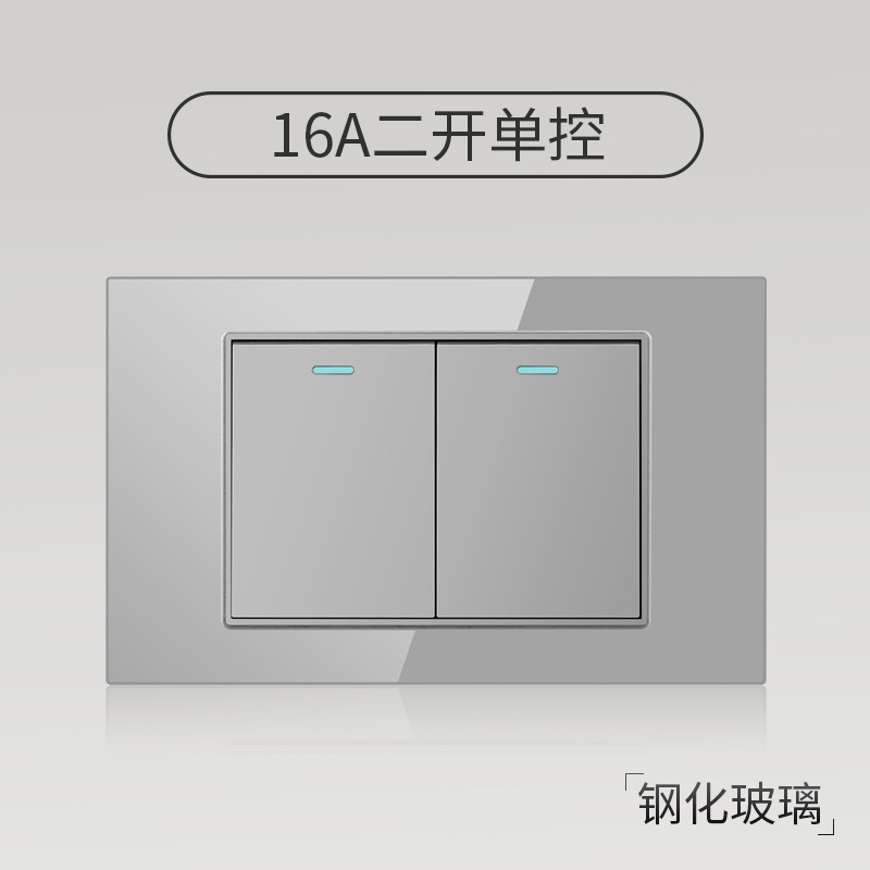 Enchufe de pared con interruptor de vidrio templado gris tipo C estándar americano de 110 V de Taiwán, panel de enchufe de pared con carga rápida de 20 W y atenuación