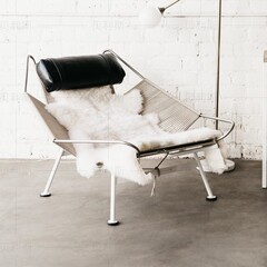 北欧のベランダのデンマークのソファーの椅子の1人のレジャーの椅子のシンプルなデザイナーの家具の屋外の風の帆船の旗のロープのリクライニングチェア