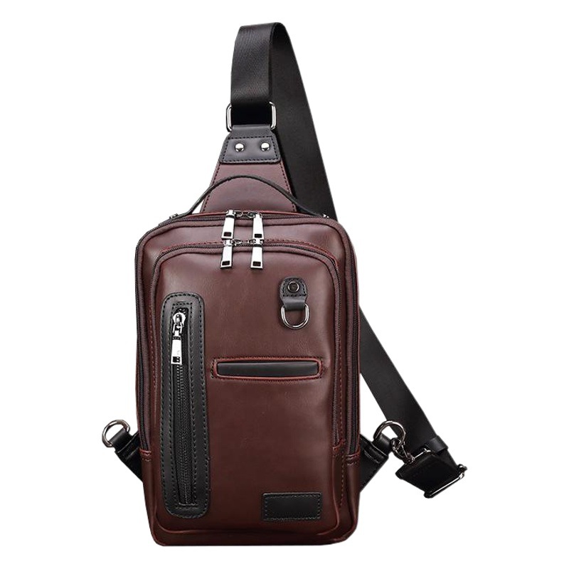 2024 nuevo bolso de los hombres moda casual nuevo bolso de hombro de los hombres crossbody bolso de pecho de cuero de Caballo Loco fábrica al por mayor