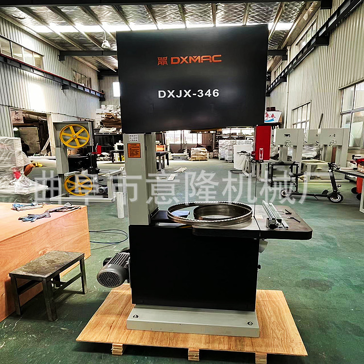 水帘纸重型347滑轨推台带锯机 石砖切割346木工带锯机操作间单