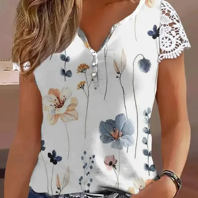 2024 внешней торговли Amazon новый европейский и американский случайный Свободный Топ с цветочным принтом