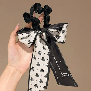 2 # 고급 블랙, 원형 약 9cm, 리본 약 18cm