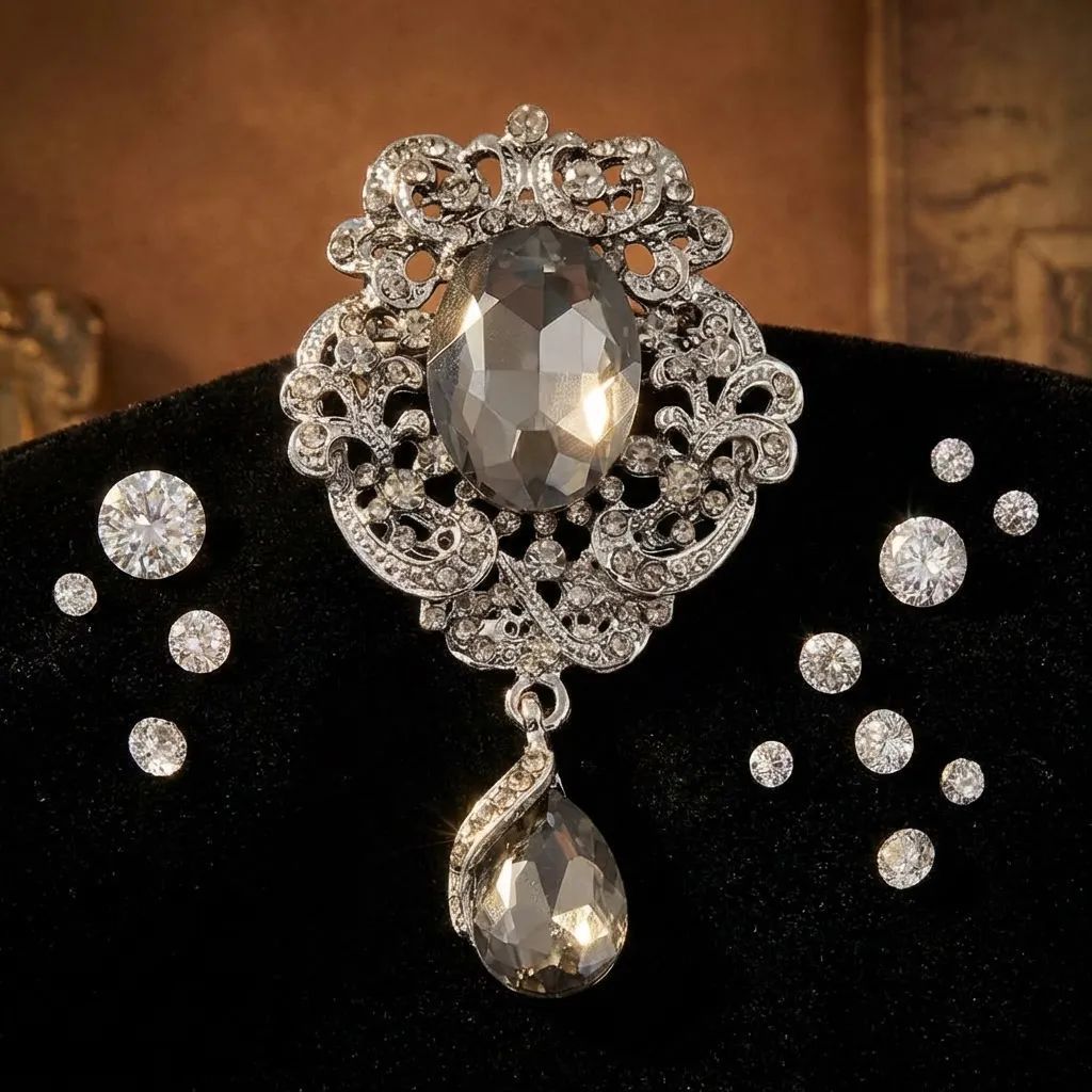 Elegante kristallen broche voor dames sjaalspeld accessoire_voghion.com