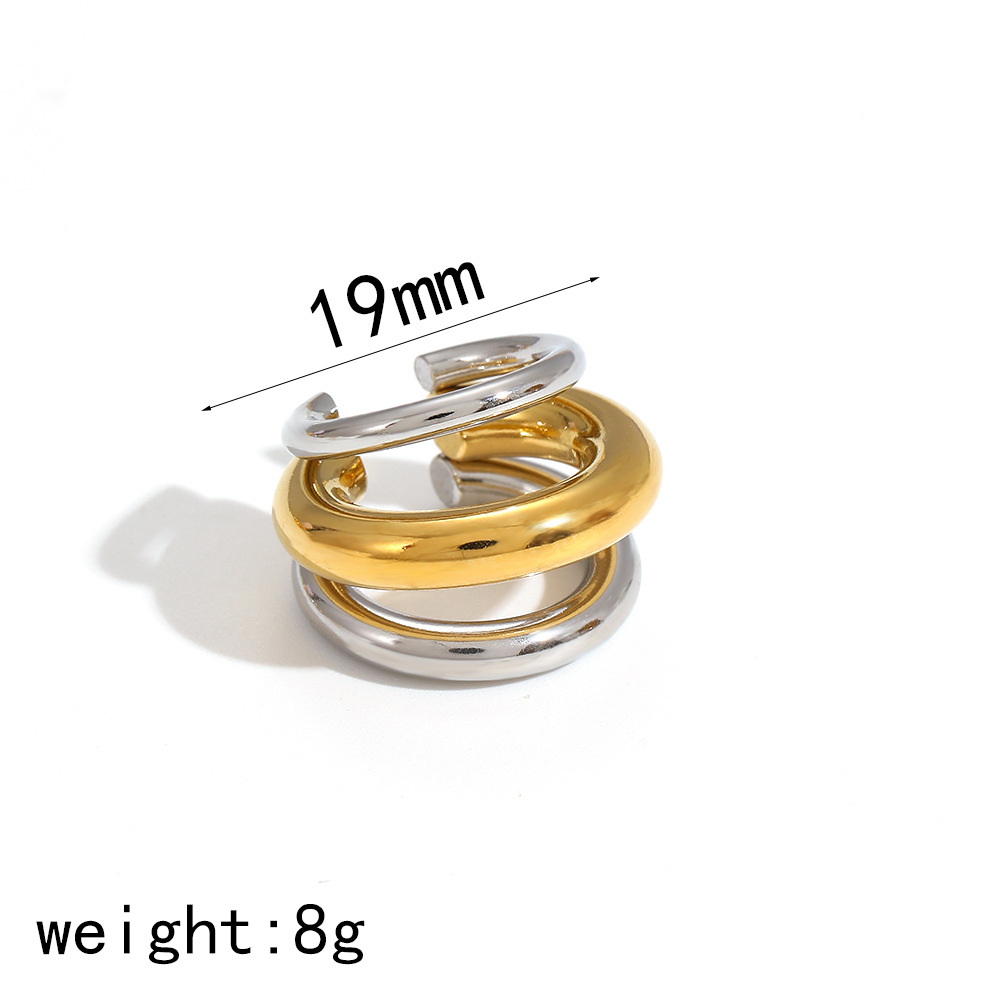 Transfronterizos nuevos ins viento red de titanio rojo abrazadera de orejas de acero sin agujeros de orejas de alta calidad de 18K oro abrazadera de orejas de acero inoxidable
