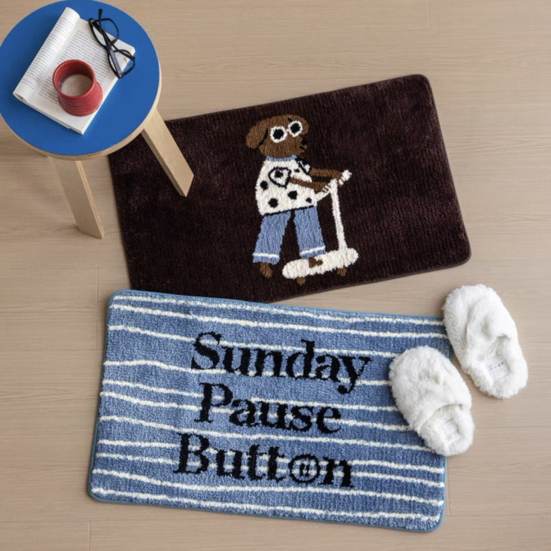 Retro Cartoon Bathroom Mat Ins Style Blue Striped Carpet Bedroom Bedside Rug Bathroom Water-Absorbent Non-Slip Mat Retro Cartoon Bathroom Mat Ins Style Blue Striped Carpet Bedroom Bedside Rug Bathroom Water-Absorbent Non-Slip Mat
