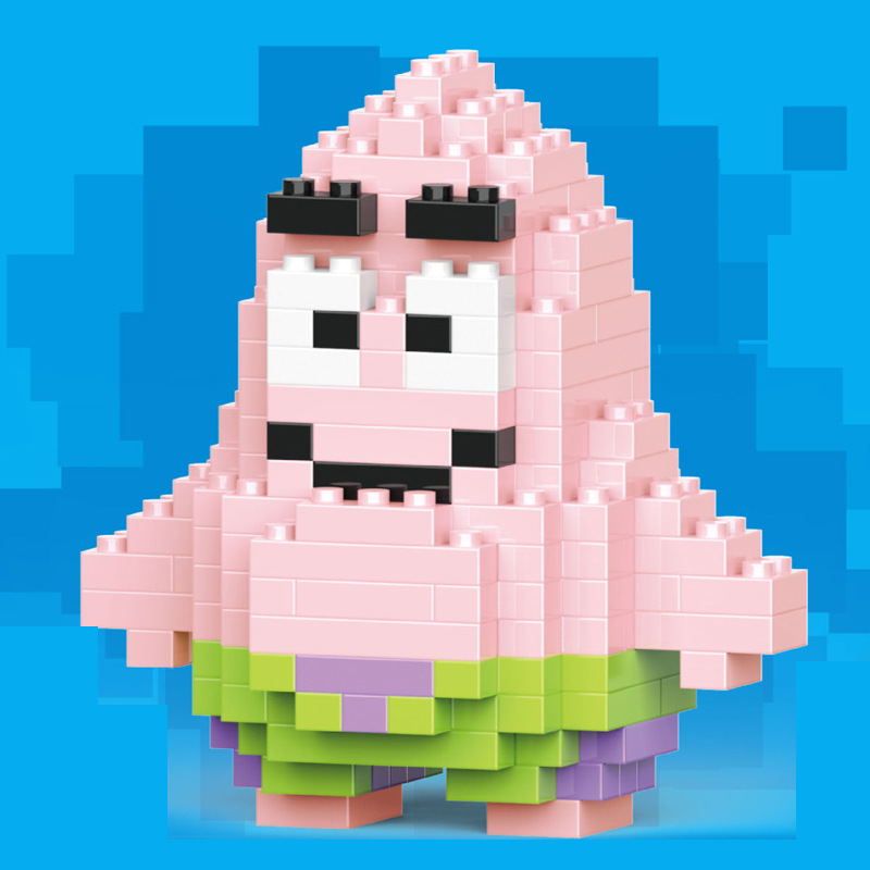 Compatible con LEGO gigante Panda flor azul lindo muñeca de dibujos animados montado bloques construcción juguete para niños puesto caja ciega al por mayor