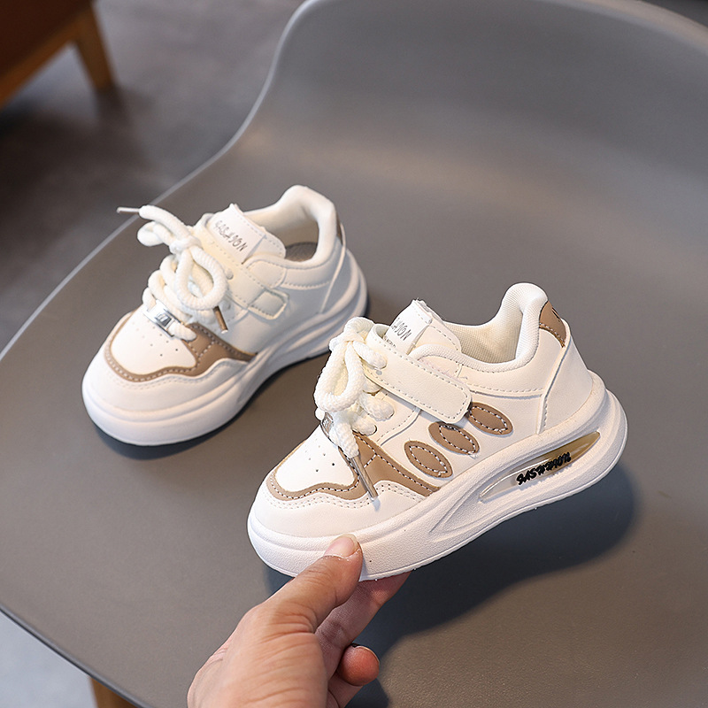 Barnens vita portvinsiga vår- och höstskor, ofta oledade, klockor, anti-läpp-löpskor i läder för pojkar och pojkar._voghion.com