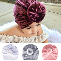 歐美金絲絨兒童甜甜圈寶寶帽子 多色保暖秋冬胎帽 嬰兒寶寶