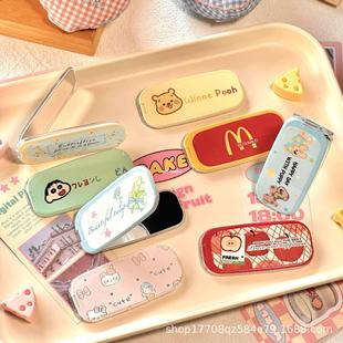 Ins Cartoon Katie Small Animals Cute Cats and Puppies Horizontal and Vertical Dual-Use Foldableing Mirror Bracket with Adhesive on the Back