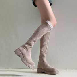 OMG!!小鸟腿天菜!嘎嘎好看弹力瘦瘦高筒靴绒面长靴图片色单里成年