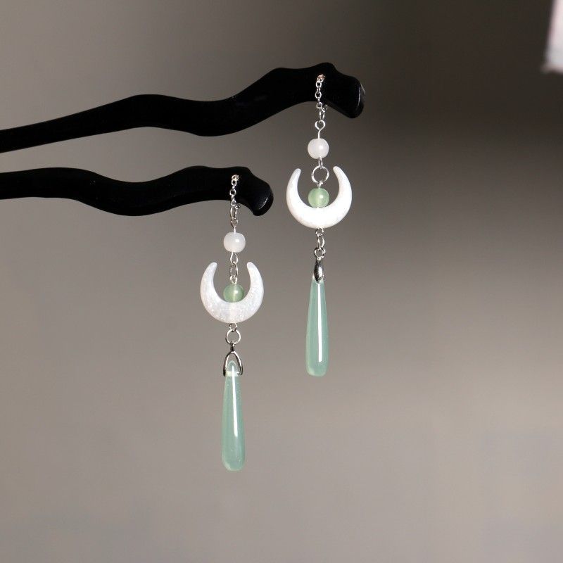 Estilo chino nuevo estilo chino Luna gota de agua palillos de madera updo simple borla horquilla