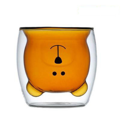 Mango de oso Taza con mango de doble capa Taza de vidrio taza de café taza