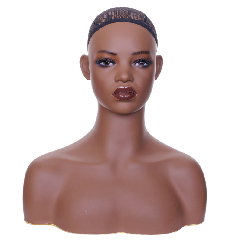 欧米の女性のかつらの頭の型のmannequin headの半身の両肩のPVCのモデルの特頭は展示の道具を撮影します。|undefined