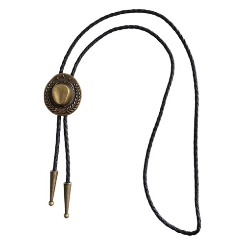 Western Cowboy Bolo Tie Trendy Fashion Wheat Hat Collar Rope Men's Shirt Bow Tie PU Rope Retro Necklace