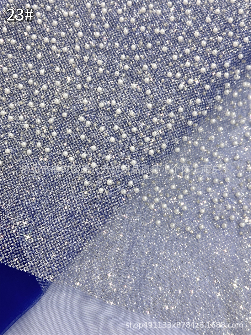 Nuevo fondo de polvo espumado cuentas bordadas telas de alta moda vestido cena fiesta vestido de tela