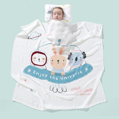 Double-layer gauze baby swaddling towel, bamboo fiber baby bath towel, newborn child quilt blanket, kindergarten quilt