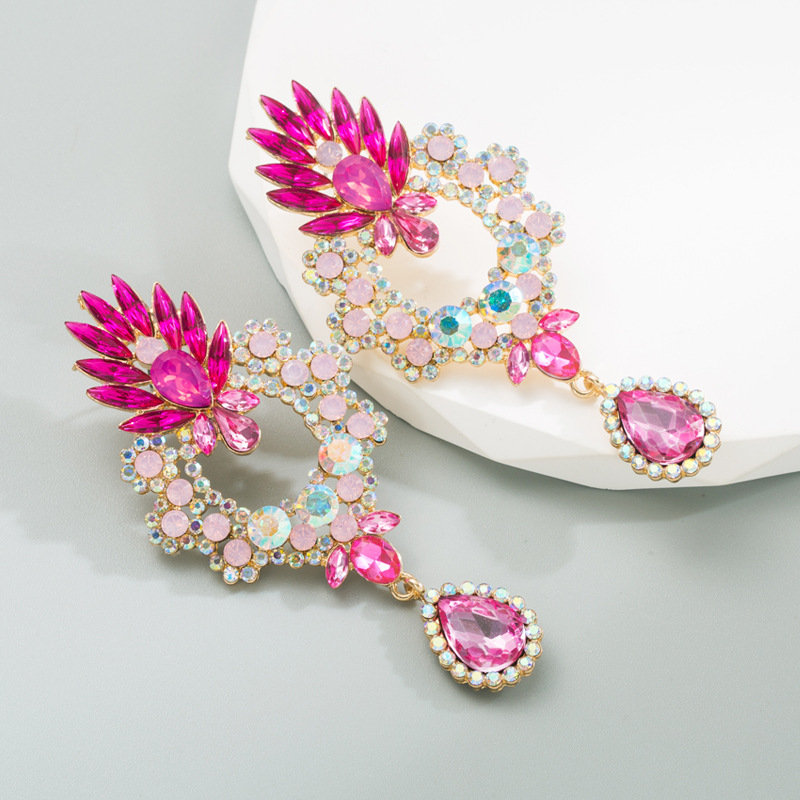 Fashion Water Droplets Alloy Plating Rhinestones Womenu0027S Drop Earrings 1 Pair