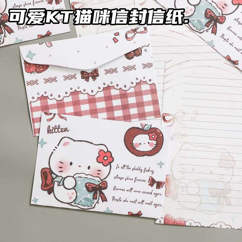 Vintage Pillow Kt Cat Letter Paper Set Blessing Commemorative Gift Handwritten Message High Aesthetic Value Ins-Style Letter Paper Vintage Pillow Kt Cat Letter Paper Set Blessing Commemorative Gift Handwritten Message High Aesthetic Value Ins-Style Letter Paper