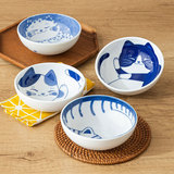 Япония импортированная керамическая посуда, Mido в стиле японского стиля милая кошачья рисовая чаша для лапши чаше