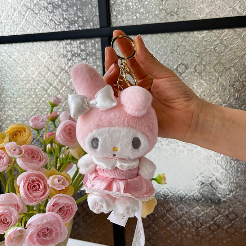 正版三丽鸥hellokitty毛绒挂件kt凯蒂猫小玩偶公仔钥匙扣书包挂饰|undefined
