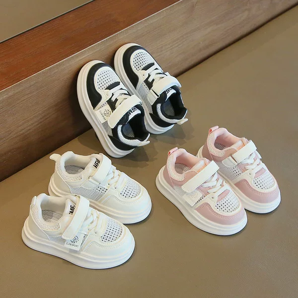 Spring and Summer Children's Board Shoes Soft-soled Boys Sports White Shoes Women's Toddler Shoes Ultra-light Breathable Mesh Shoes