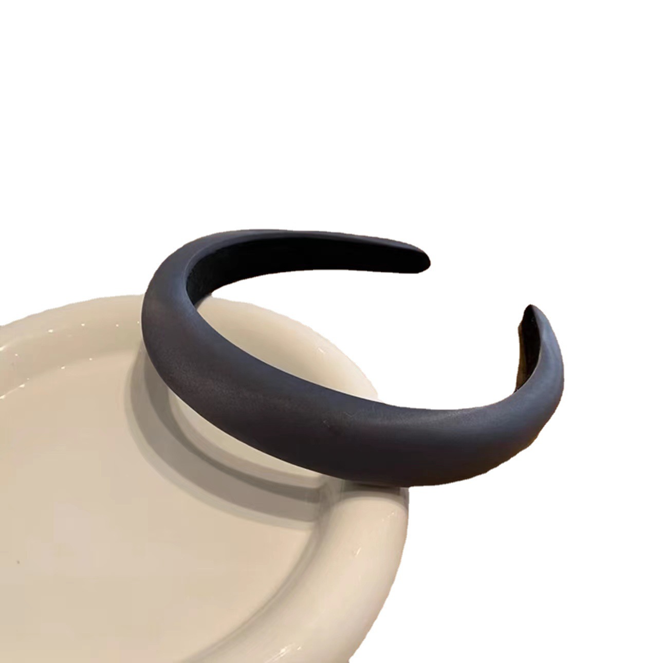 Esponja de couro cinza escuro, faixa de cabelo alta craniana, feminina, sentido avançado, mostrando pequeno rosto, grampo de cabelo para lavar, faixa de cabelo, caverna, maré_voghion.com