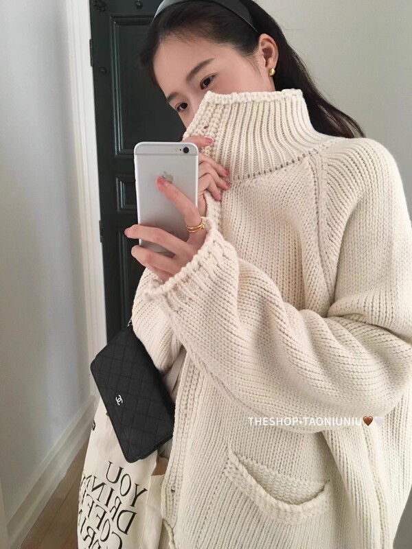小众穿搭复古慵懒风高领毛衣开衫女2025秋冬百搭显瘦宽松针织外套|undefined