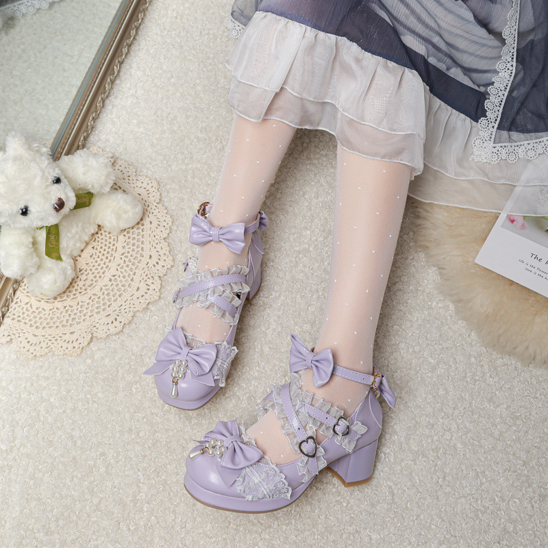 儿童高跟鞋7-15岁2023年春秋新款洛丽塔鞋子学生百搭单鞋大码女鞋