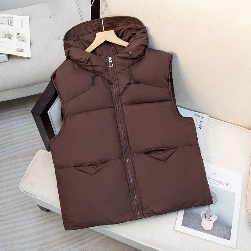 Nuevo chaleco de algodón de pluma para mujeres otoño y invierno 2025 corto de moda suelta sin mangas chaleco de hombro de algodón chaqueta de moda