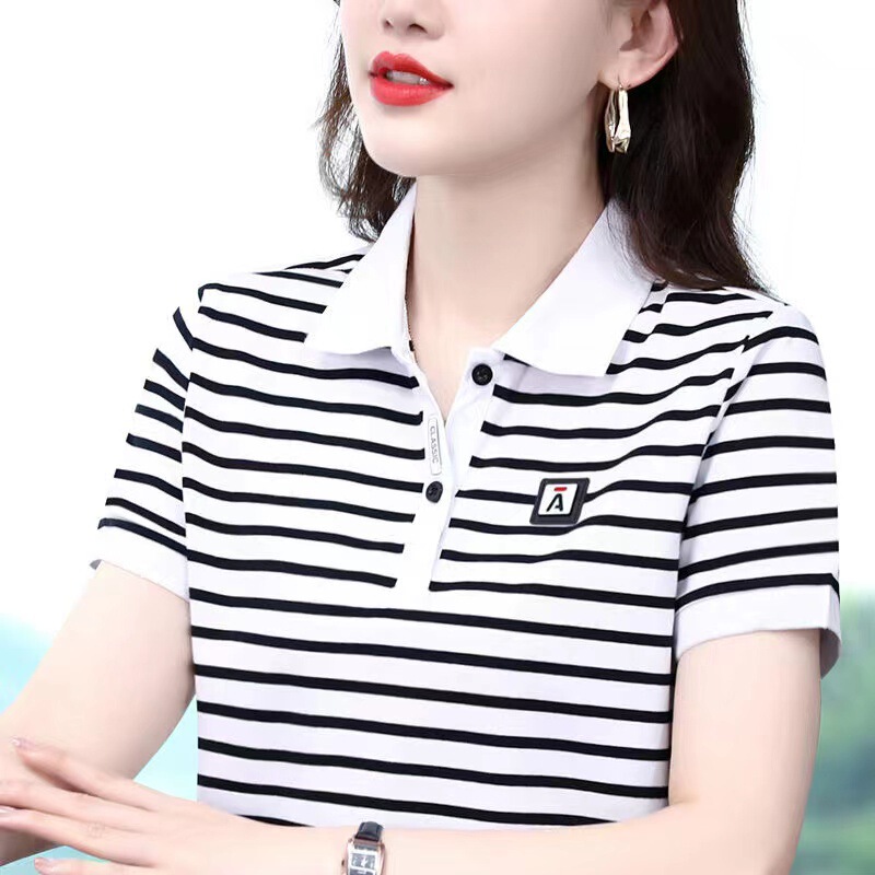 100% Quality Mom-Style Lapel Short-Sleeve T-Shirt for Women, New Summer Polo Style for Middle-Aged, Sporty Casual Top, Plus Size 100% Quality Mom-Style Lapel Short-Sleeve T-Shirt for Women, New Summer Polo Style for Middle-Aged, Sporty Casual Top, Plus Size