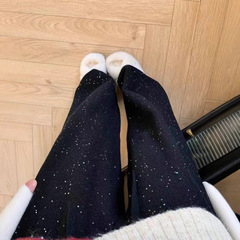 今年流行爆款推荐~软糯松弛感亮片针织阔腿裤女春季直筒休闲裤子