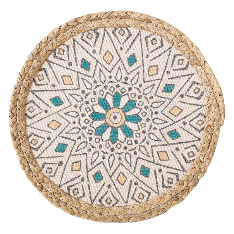 Europeo y americano popular color ronda restaurante estera de aislamiento al aire libre Luz de lujo occidental placemat nuevo escritorio jarrón redondo placemat