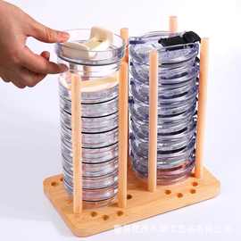 竹制杯盖收纳架家用厨房橱柜瓶盖整理架可调节实木杯垫碗垫架