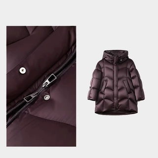 冬季女御寒保暖舒适百搭简约高克重95鹅绒服连帽中长款FSY51277