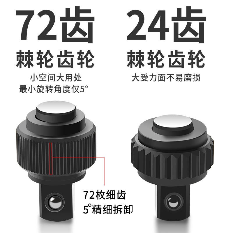 Rapid socket ratchet wrench with large, medium, and small flights, two-way universal auto repair tool wrench, industrial-grade 72-tooth, household use