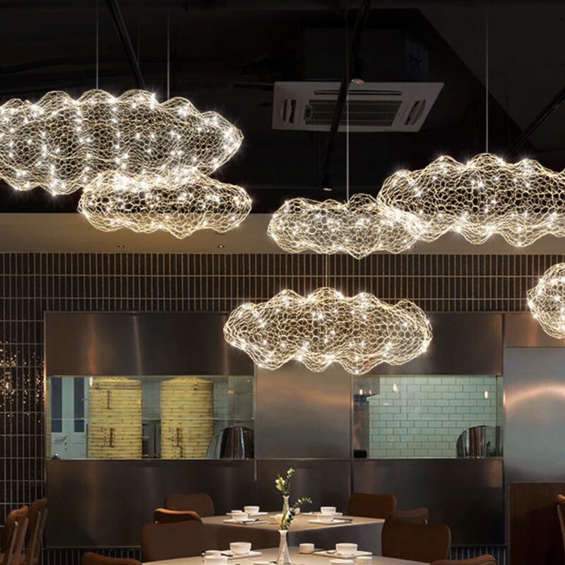 Modern iron Net Cloud chandelier LED gypsophila handmade woven creative simple decorative iron fishing net chandelier Modern iron Net Cloud chandelier LED gypsophila handmade woven creative simple decorative iron fishing net chandelier