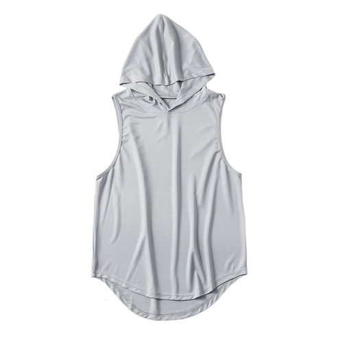 Hooded fitness vest men's basketball running training loose quick-drying breathable vest European and American large size sports vest