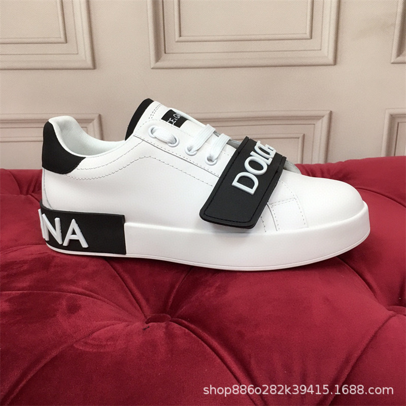 De gama alta de lujo D de cuero genuino de los hombres de moda DG deportes zapatillas de deporte casuales zapatos bajos de los hombres de comercio exterior zapatos de cuero de las mujeres de moda