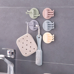 Scandinavian color strong hook without trace adhesive hooks nail-free load-bearing 3-piece rotating hooks kitchen bathroom wall hooks