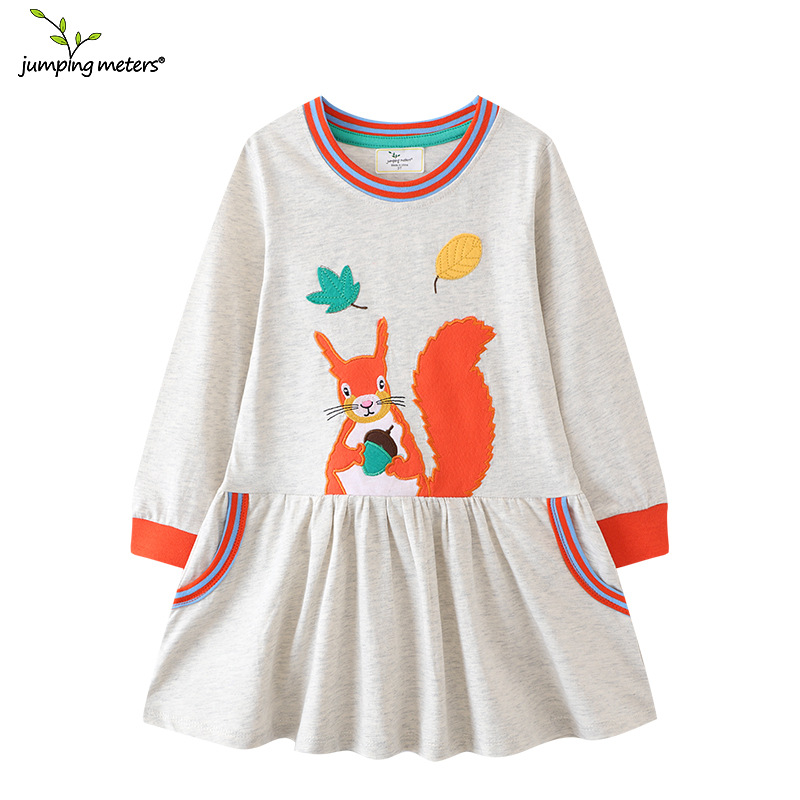Jumpingmeters falda infantil europea y americana otoño nuevo vestido de princesa para niñas vestido de punto de manga larga para niñas