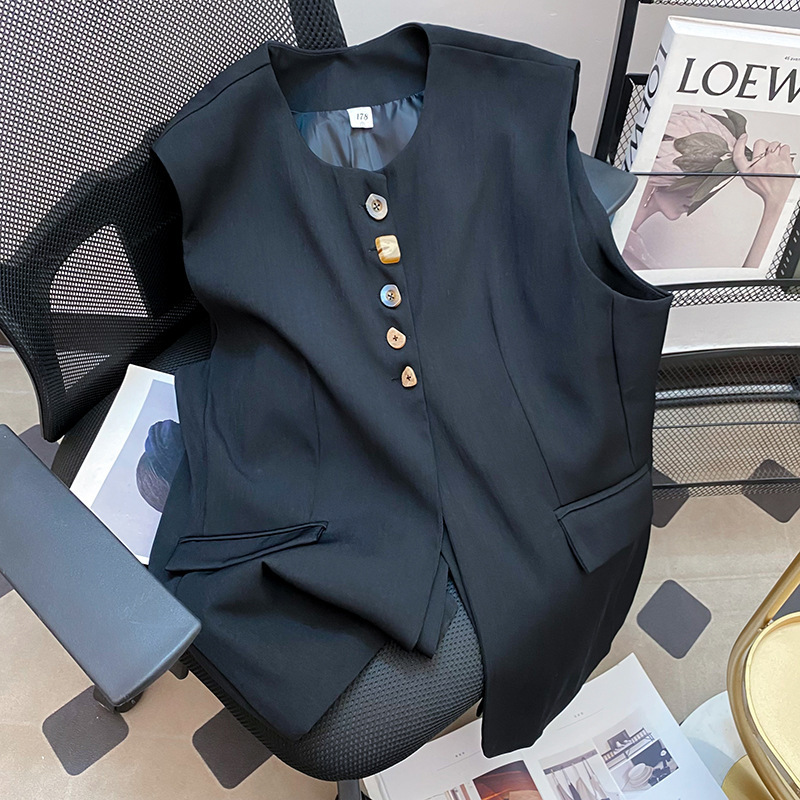 2024 autumn suit vest 300kg plus size women's sleeveless cardigan coat fat girl temperament vest slim coat