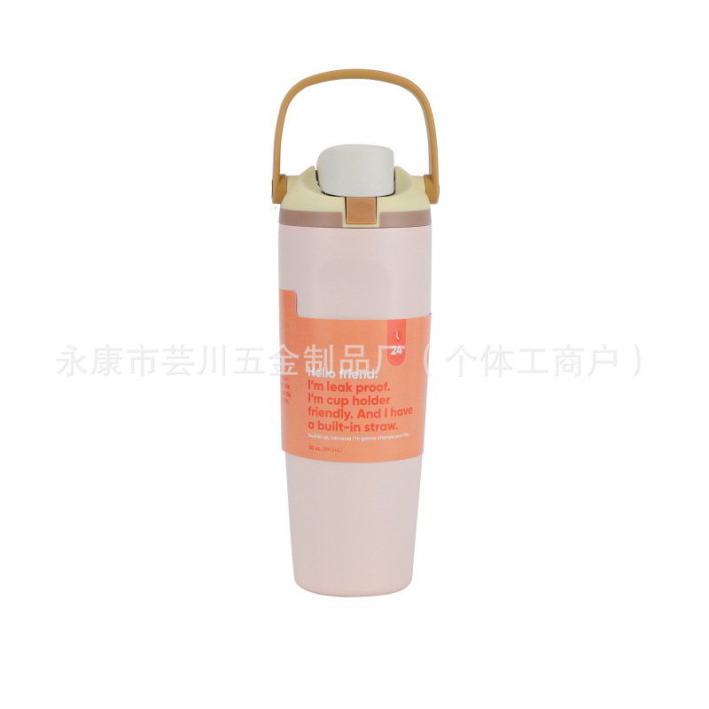 跨境30oz手提便携水果杯创意304不锈钢保温杯运动双饮吸管汽车杯|undefined
