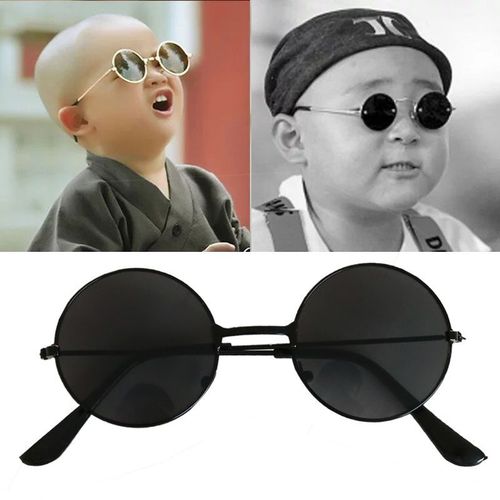 Children's round-frame sunglasses, small children's baby vintage metal small round prince glasses props for kids