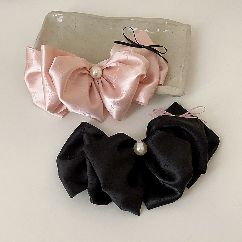 夸张缎面字母云朵蝴蝶结弹簧夹女甜美气质百搭后脑勺盘发发夹