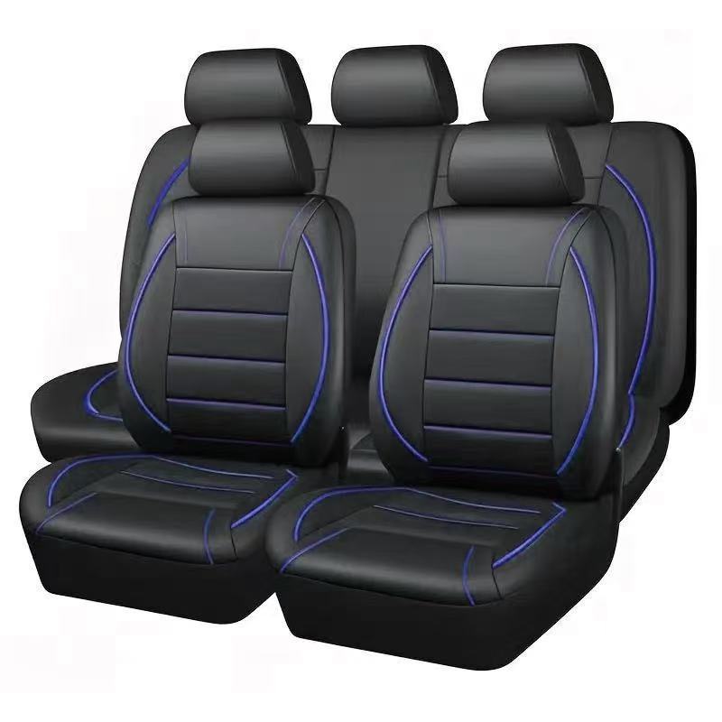 Universal Pu Leather Car Seat Cover with Single-Needle Arc Pull Strap, Leather Style, 5-Seater Car Seat Cover