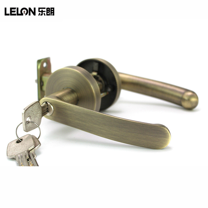 Personalizado estilo americano de tres barras tipo bola de mano cerradura interior habitación general puerta de madera cerradura de lengua única cerradura de mango de baño