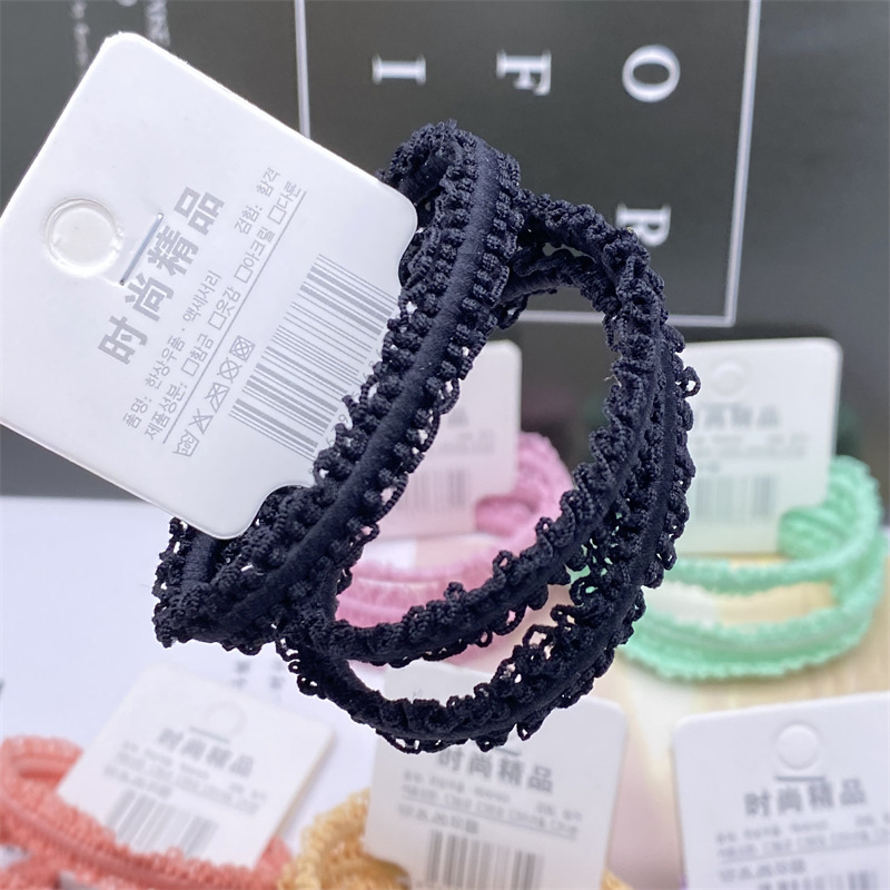 Estilo coreano simple accesorios para el cabello cuerda de pelo de encaje básico exquisita cuerda de pelo plano banda de goma 2 yuanes tienda de banda de pelo para las mujeres
